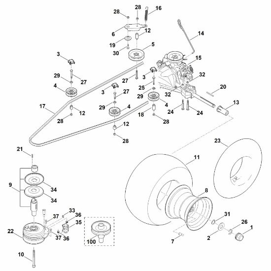 Picture of H - Gearbox, rear wheel, blade clutch MT 4097.0 S