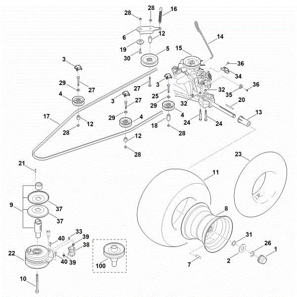 Picture of H - Gearbox, rear wheel, blade clutch MT 4097.1 S