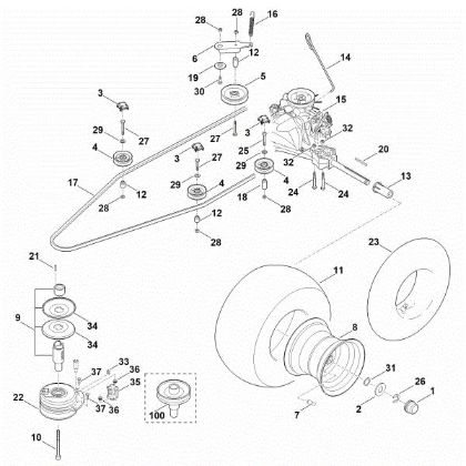 Picture of H - Gearbox, rear wheel, blade clutch MT 4112.0 S