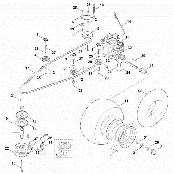 Picture of H - Gearbox, rear wheel, blade clutch MT 4112.0 S