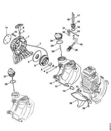 Rewind starter, Fuel tank FT 100 FT 100 brand Stihl