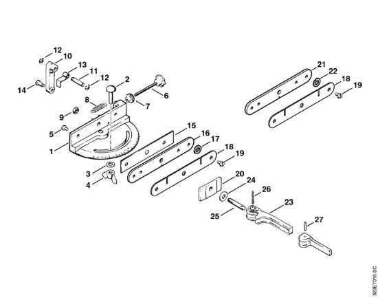 Swivelling support for scratcher chain USG USG brand Stihl
