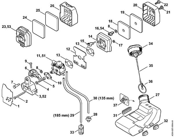 Air filter, Fuel tank FH 75 FH 75 brand Stihl