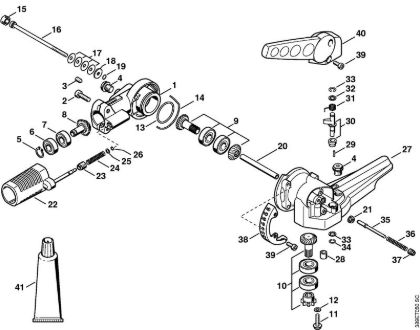 Angle drive, adjustable thru 135° FH 75 FH 75 brand Stihl