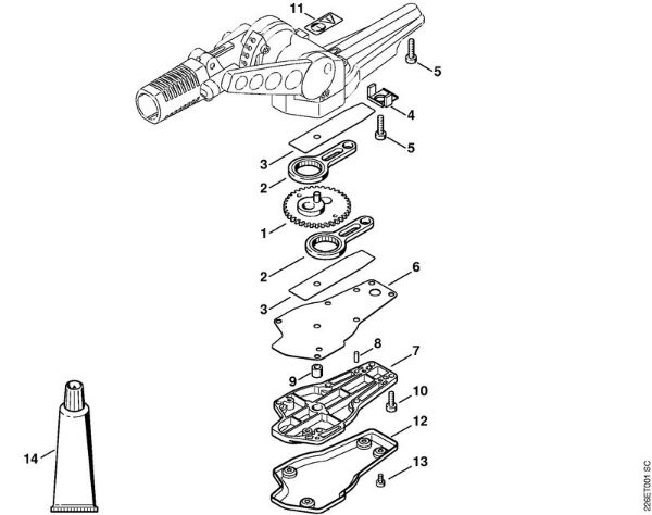 Blade drive gear, adjustable thru 135° FH 75 FH 75 brand Stihl