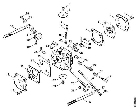 Carburetor HS-268    3 40 674 740 P 835, P 840 P 835 brand Stihl