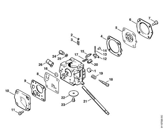Carburetor HS-271    3 40 725 601 P 835, P 840 P 835 brand Stihl