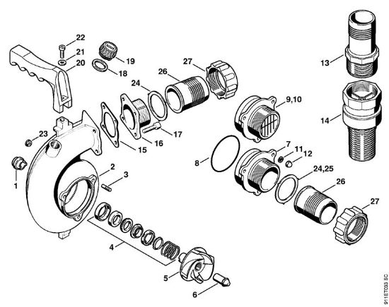Pump housing P 840 P 835, P 840 P 840 brand Stihl
