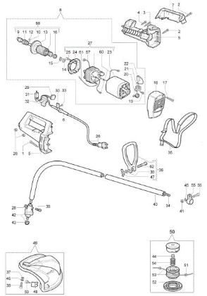 Complete illustrated parts list TR 100 E Electric trimmer