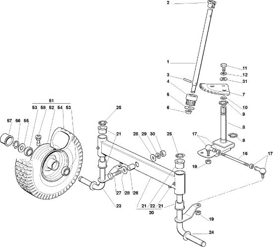 Steering arm OM 72C/12,5M Cat.2010 Garden tractor
