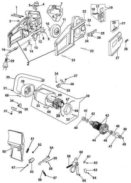 Complete illustrated parts list E 160 F Electricsaw