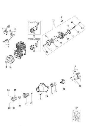 Starter assy and clutch BC 280 H Hedgetrimmer