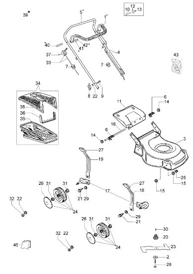 Illustrated parts list G 48 PK COMFORT (K500) Lawnmower