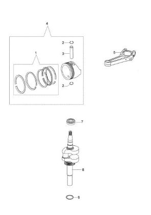 Crankshaft and piston G 53 PK (K650) Lawnmower