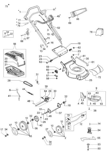 Complete illustrated parts list G 53 TH "190 KM" COMFORT Lawnmower