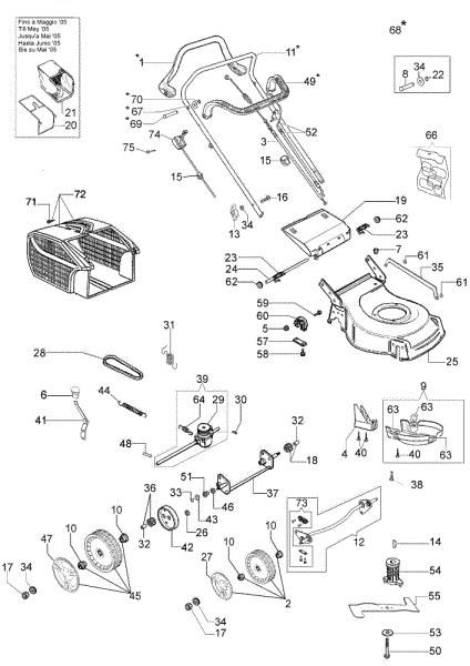 Complete illustrated parts list G 48 TB Lawnmower