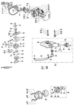 Carburetor and fuel tank TS 33 Hedgetrimmer