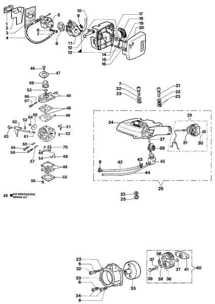Carburetor and fuel tank TS 33 Hedgetrimmer