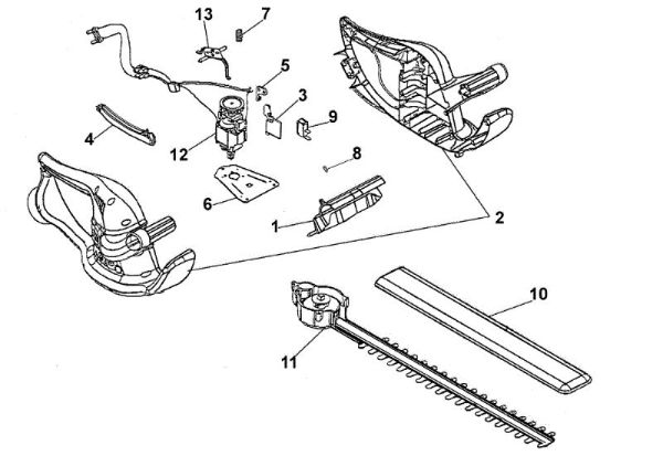 Complete illustrated parts list HTE 350 Electric hedgetrimmer