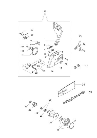 Clutch and brake GS 520 Chainsaw