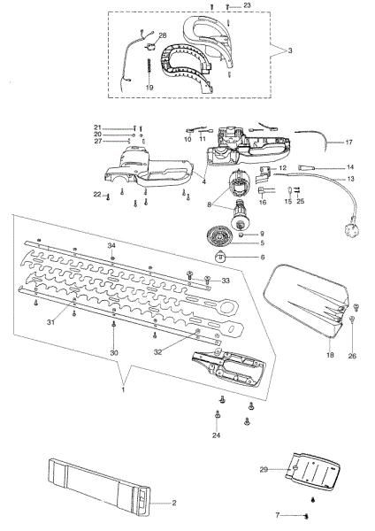 Complete illustrated parts list TS 32 Electric hedgetrimmer