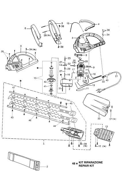 Complete illustrated parts list TS 42 Electric hedgetrimmer