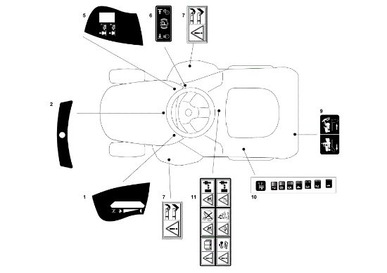 Labels (1/2) OM 101C/16K H Cat.2013 Garden tractor