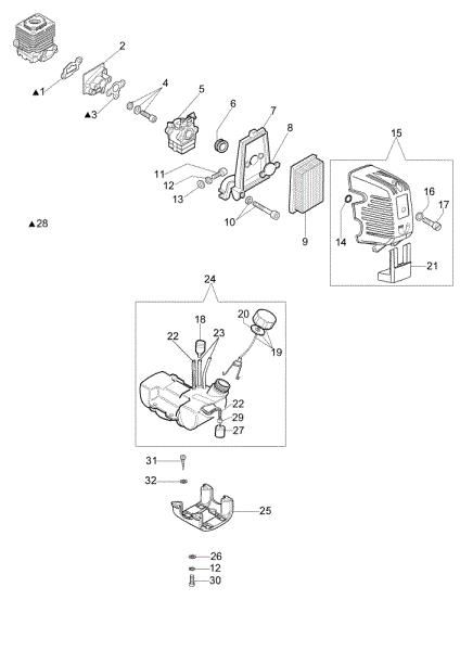 Tank and air filter OS 550 Ergo Cat.2013 Olive shaker
