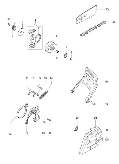 Chain cover and clutch GS 350 C (Euro 2) Chainsaw