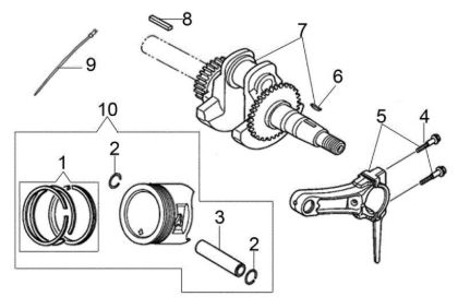 Crankshaft and piston ARTIK 52 Snow blower