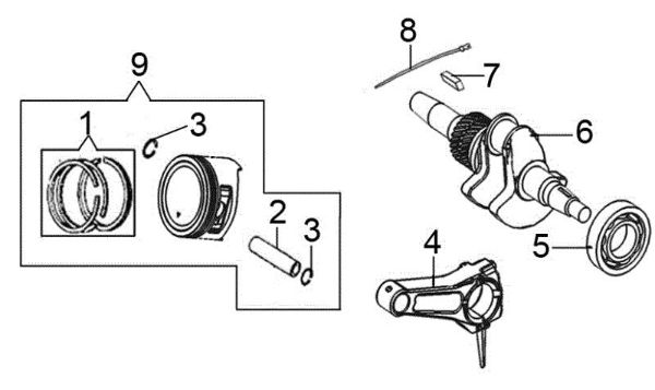 Crankshaft and piston ARTIK 72 ELDT Snow blower