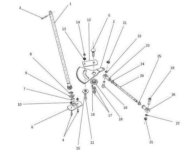 Steering arm OM 106S/15,5H Cat.2014 Garden tractor