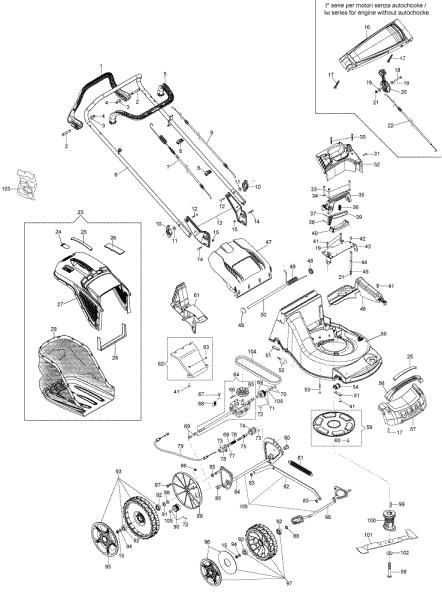Illustrated parts list MAX 53 TH 190 ALLROAD ALUMINIUM Lawnmower