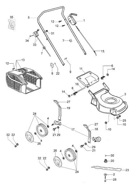 Illustrated parts list G 44 PK ESSENTIAL (K600 - AUTOCHOKE) Lawnmower