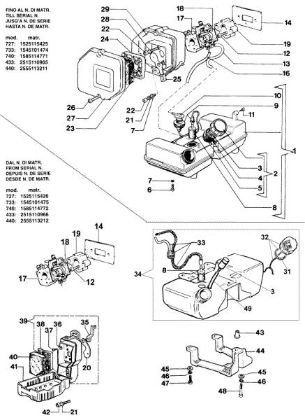 Tank and air filter 727 T Brushcutter