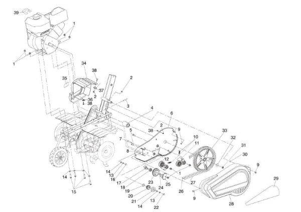 Unit (Bonnets) MH 180 RKS (K800 H - SN T210) Rotary tiller