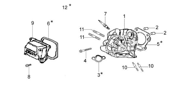 Cylinder head MH 180 RKS (K800 H - SN T210) Rotary tiller