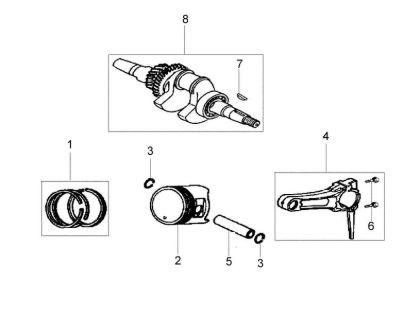 Crankshaft and piston MH 180 RKS (K800 H - SN T210) Rotary tiller