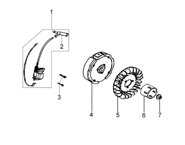 Flywheel and coil MH 180 RKS (K800 H - SN T210) Rotary tiller