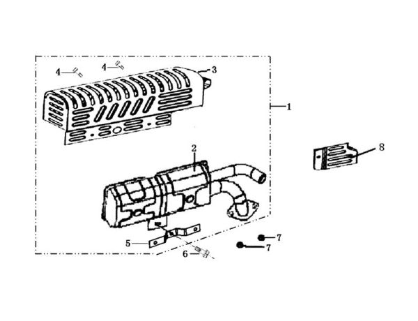 Muffler MH 180 RKS (K800 H - SN T210) Rotary tiller