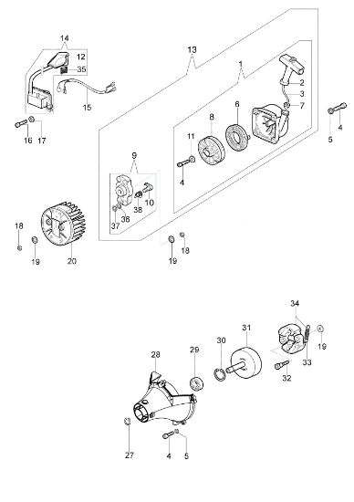 Starter assy and clutch OM 43 BP Brushcutter