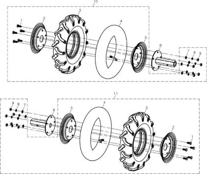 Wheels 12' MH 197 RK (K800 HC) Rotary tiller