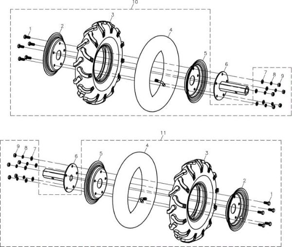 Wheels 12' MH 197 RK (K800 HC) Rotary tiller