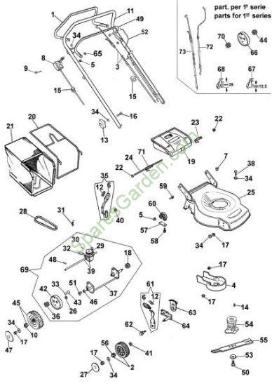Complete illustrated parts list G 47 T Lawnmower