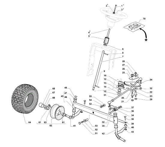 Steering arm OM 108L/18,5 H Cat. 2015 Garden tractor