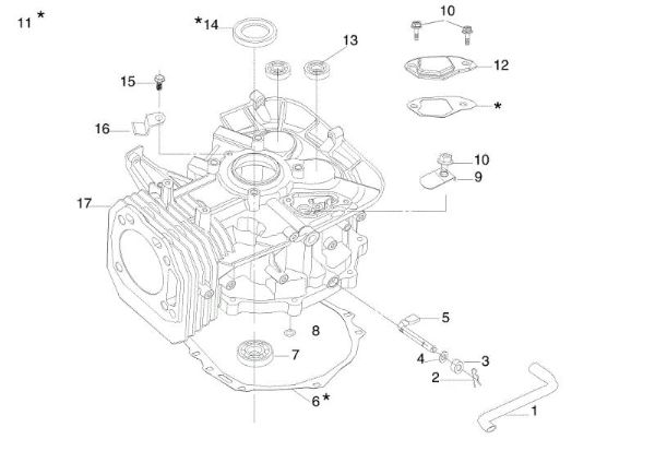 Cylinder and crankcase OM 106/16 KH (K1600AVD) Cat. 2015 Garden tractor
