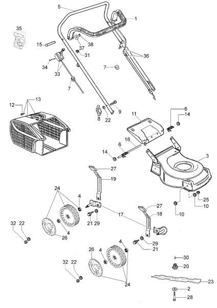 Illustrated parts list G 44 PK COMFORT (K600 - AUTOCHOKE) Lawnmower