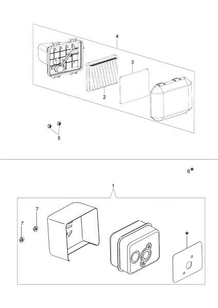 Air filter and muffler G 44 TK COMFORT (K500 - AUTOCHOKE) Lawnmower