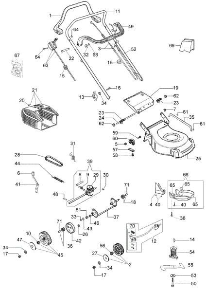 Illustrated parts list G 53 TK COMFORT (K650) Lawnmower