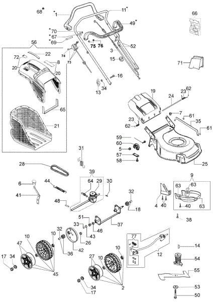 Complete illustrated parts list G 44 TK COMFORT PLUS (K500) Lawnmower